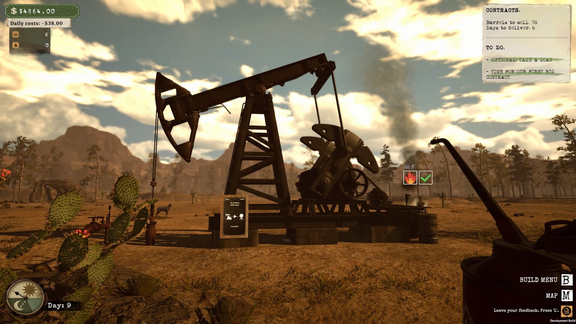Official demo screenshot of a pumpjack working in the desert oil field