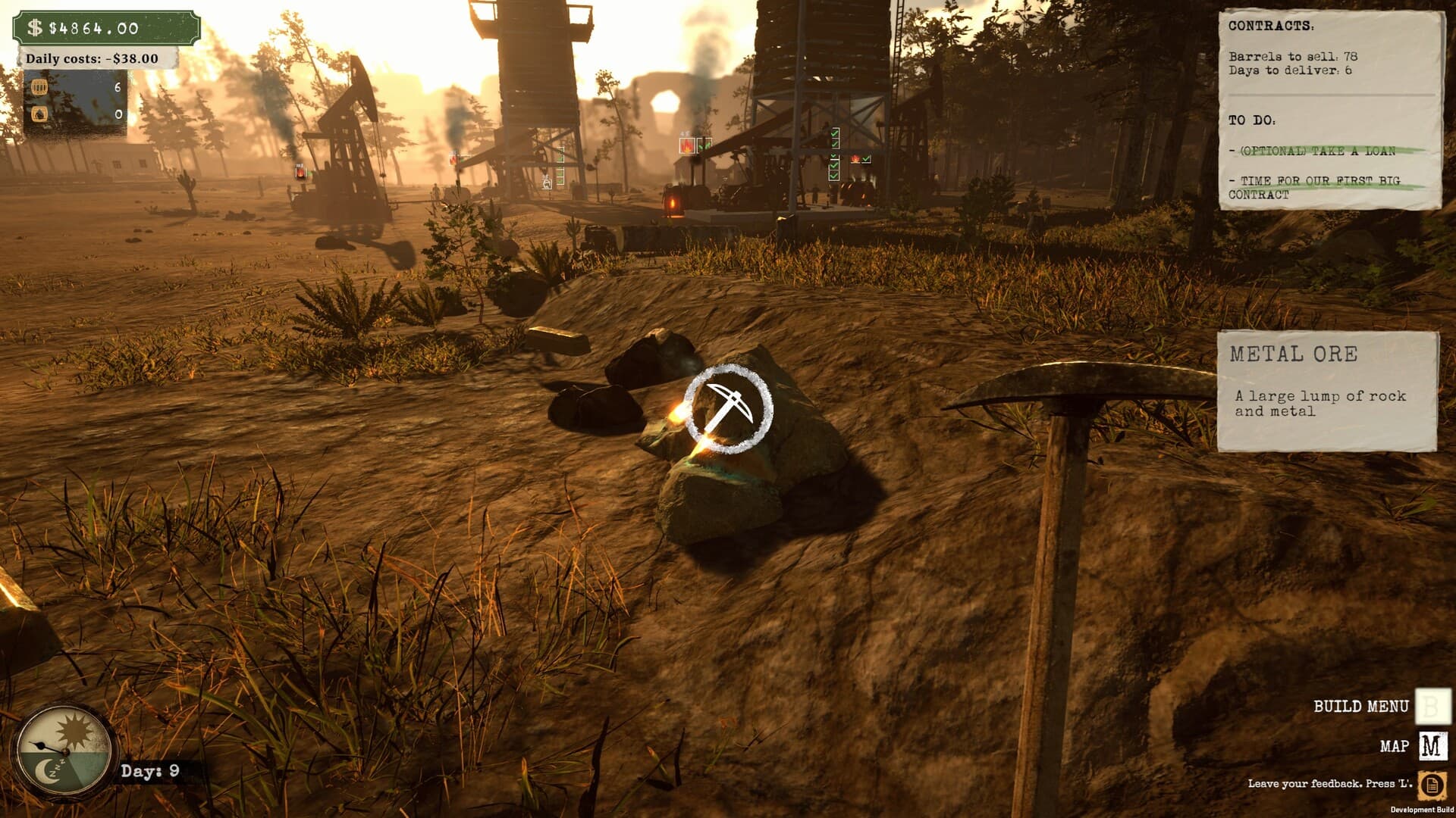 Official Black Gold screenshot: Iron deposit and pickaxe
